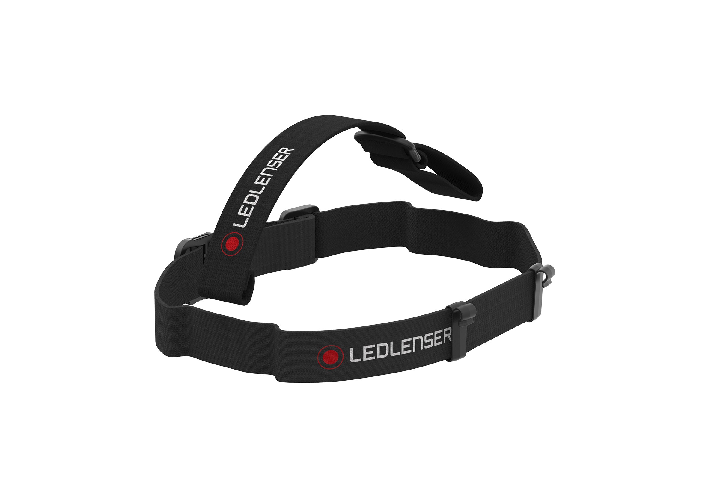 Full Headband Suits Core Headlamps Series adjustable black headband with Ledlenser logo and buckle closures
