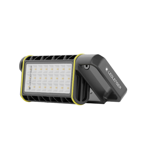 Ledlenser AF4R Work Floodlight compact portable floodlight with rectangular LED array and handle black and gray with yellow trim