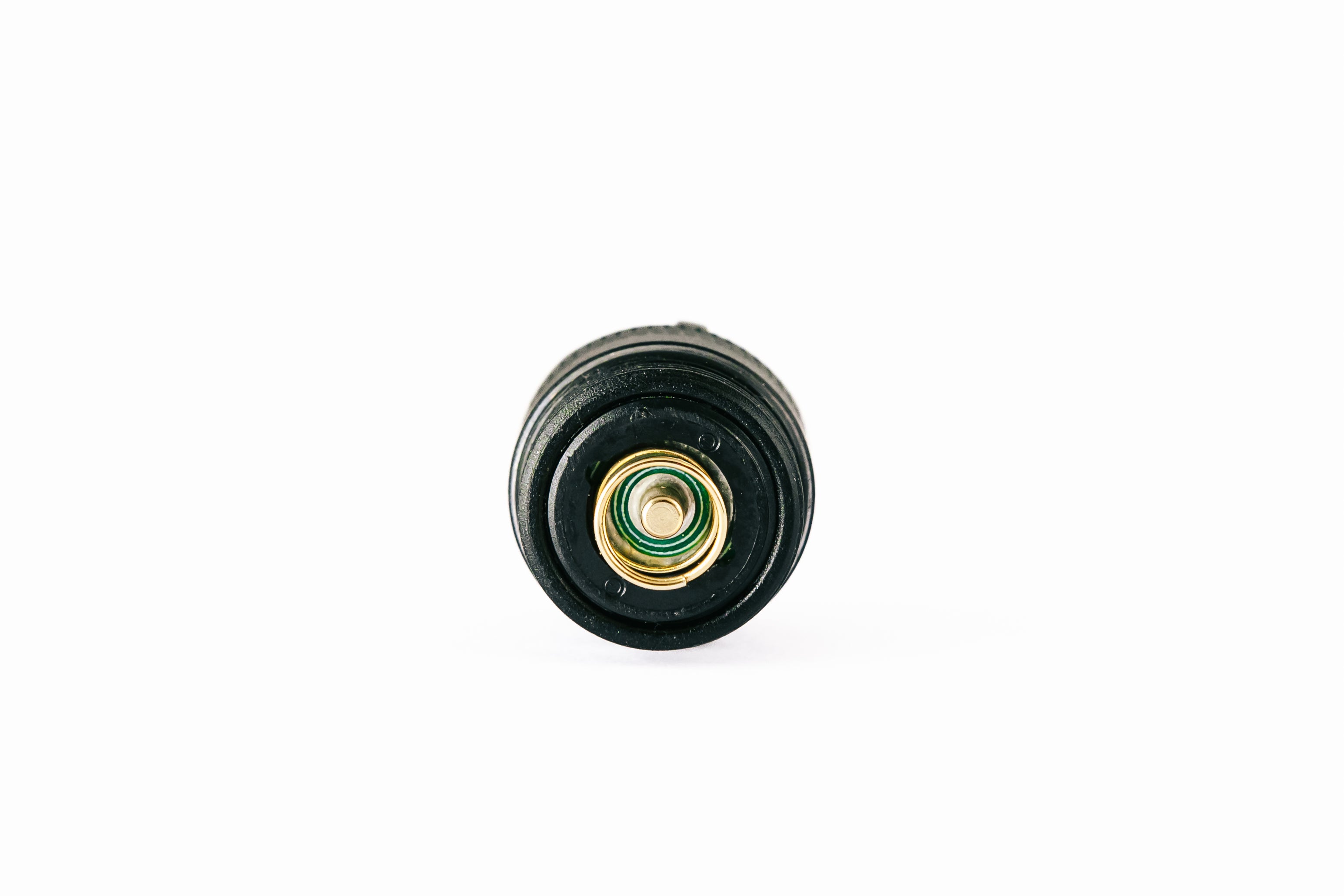 SPARES Torch End Cap for P5R and P5R 2 Torches black end cap with gold contact ring shown from front