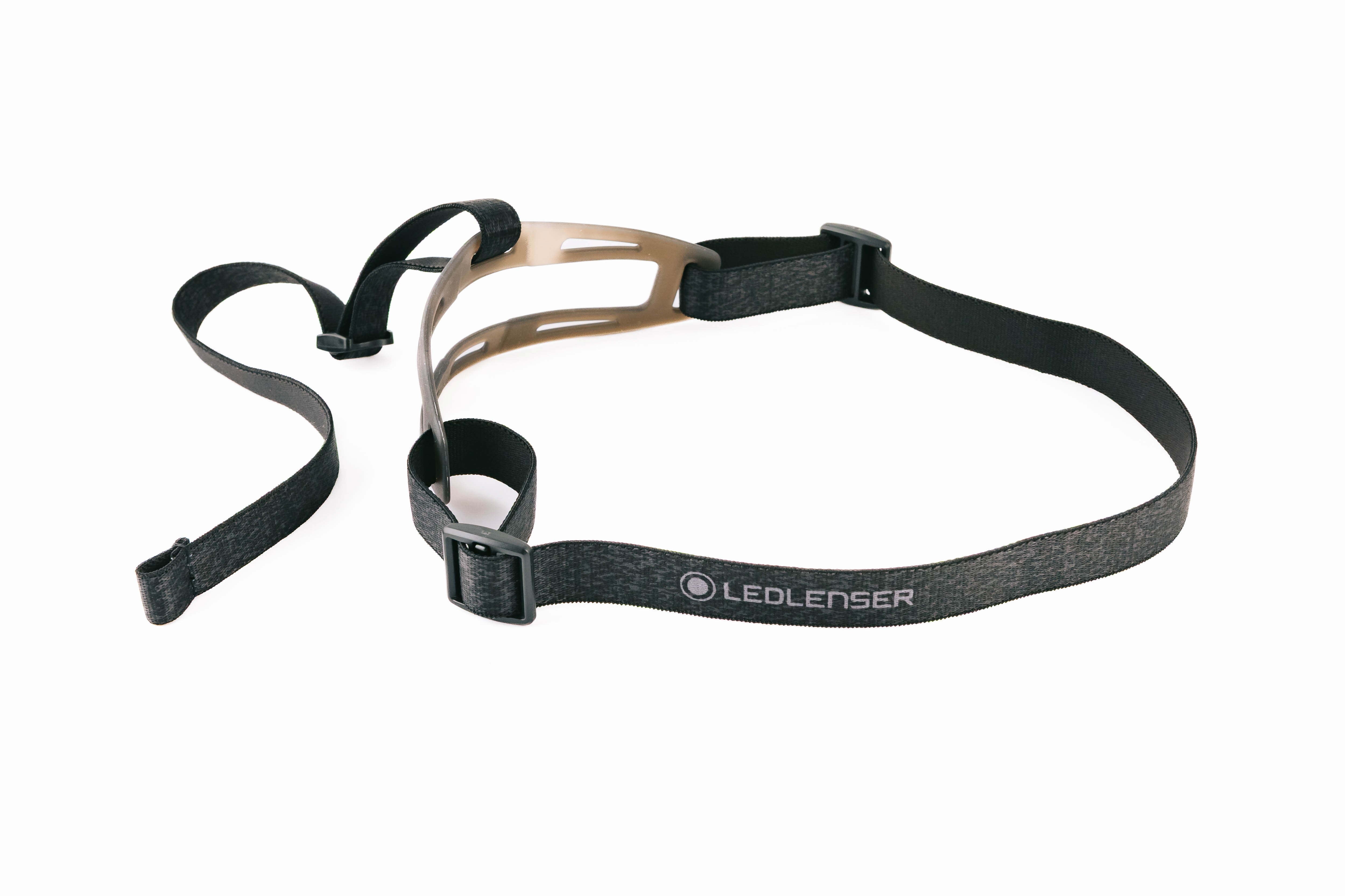 Ledlenser Spare Part Headband HF8R Core Black Poly Bag adjustable headband with buckle and visible Ledlenser logo on black strap