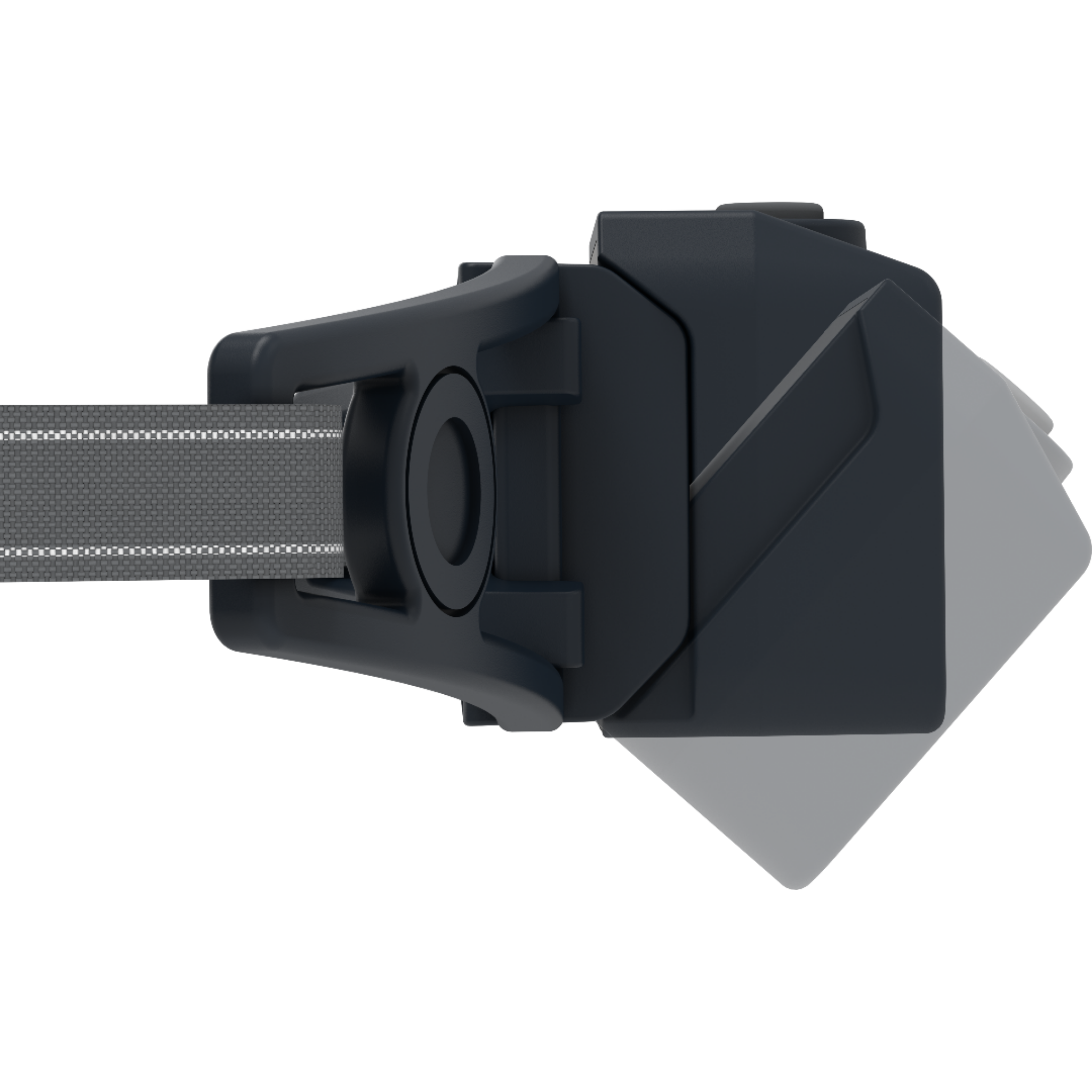 Ledlenser NEO1R Running Headlamp with grey adjustable headband and compact dark grey housing shown from the side