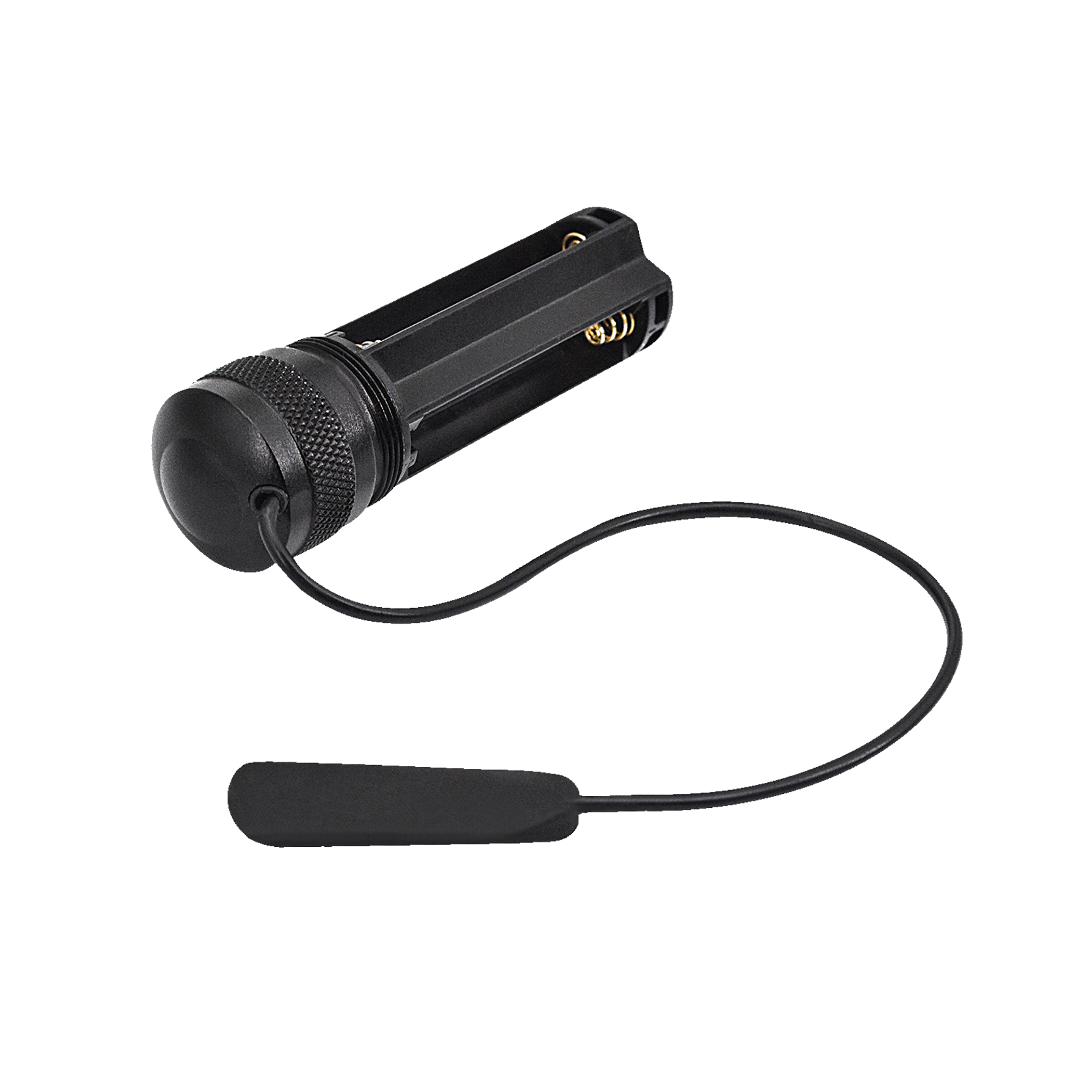 Tailcap with Remote Pressure Switch for Ledlenser M7 MT7 T7M P7QC P7 Core P7 and P7 2 black cylindrical tailcap with attached cable and remote switch