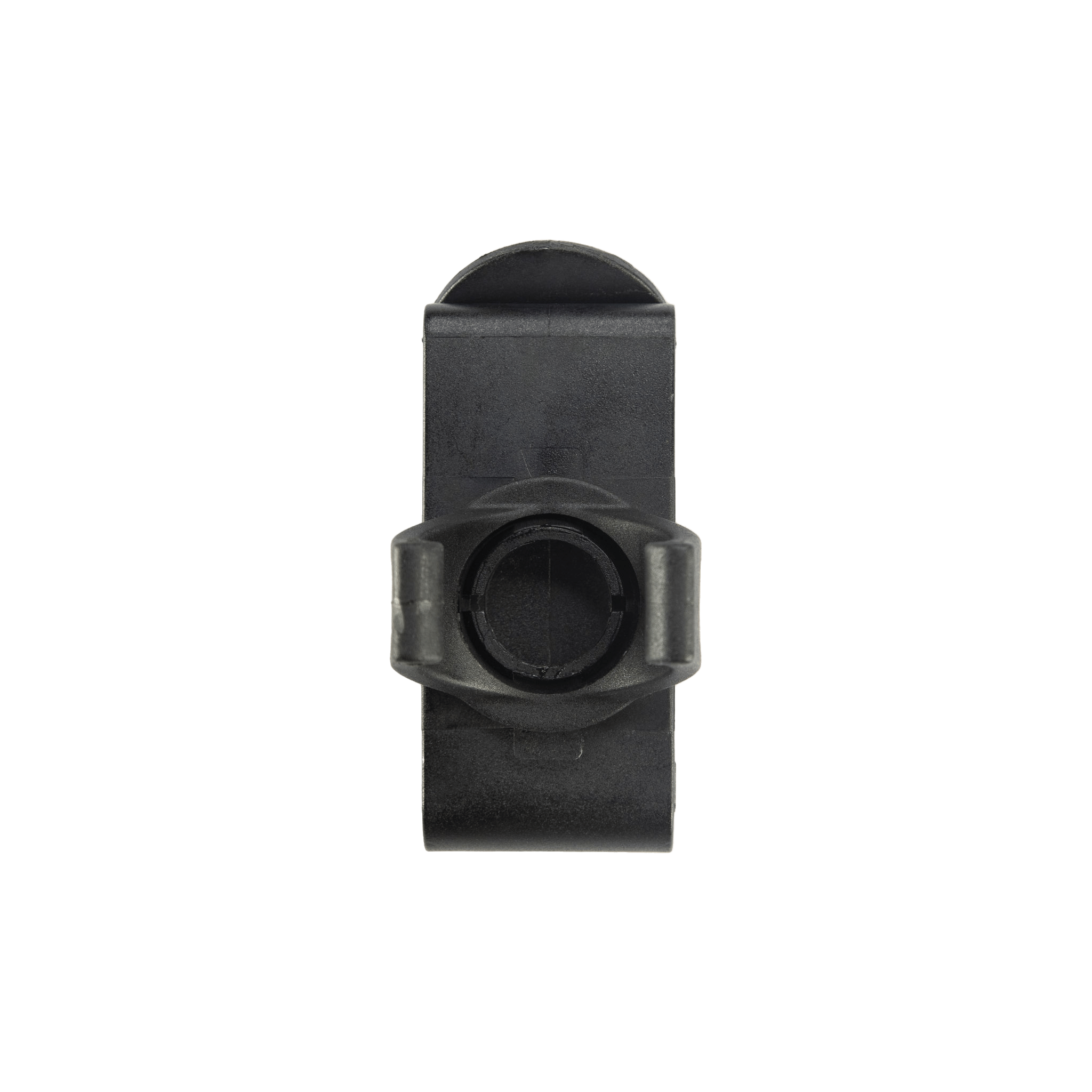 Intelligent Clip belt clip for Ledlenser torches compact black clip with circular mounting ring front view