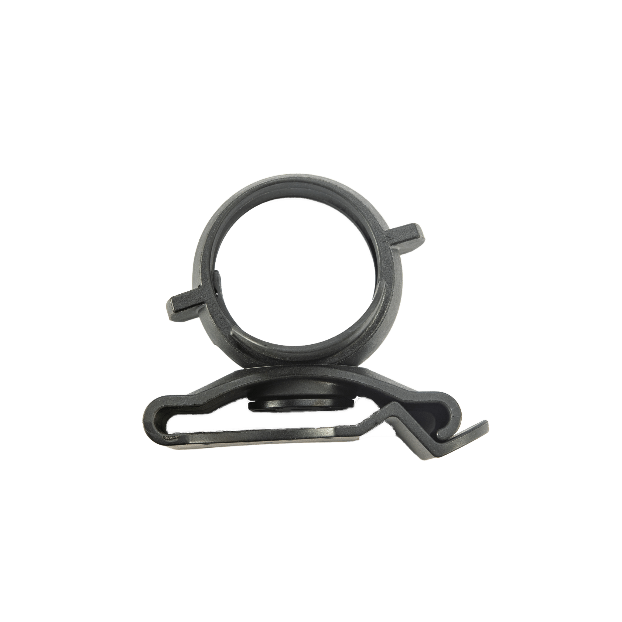 Ledlenser Intelligent Clip belt clip accessory shown in grey with circular ring and mounting tab