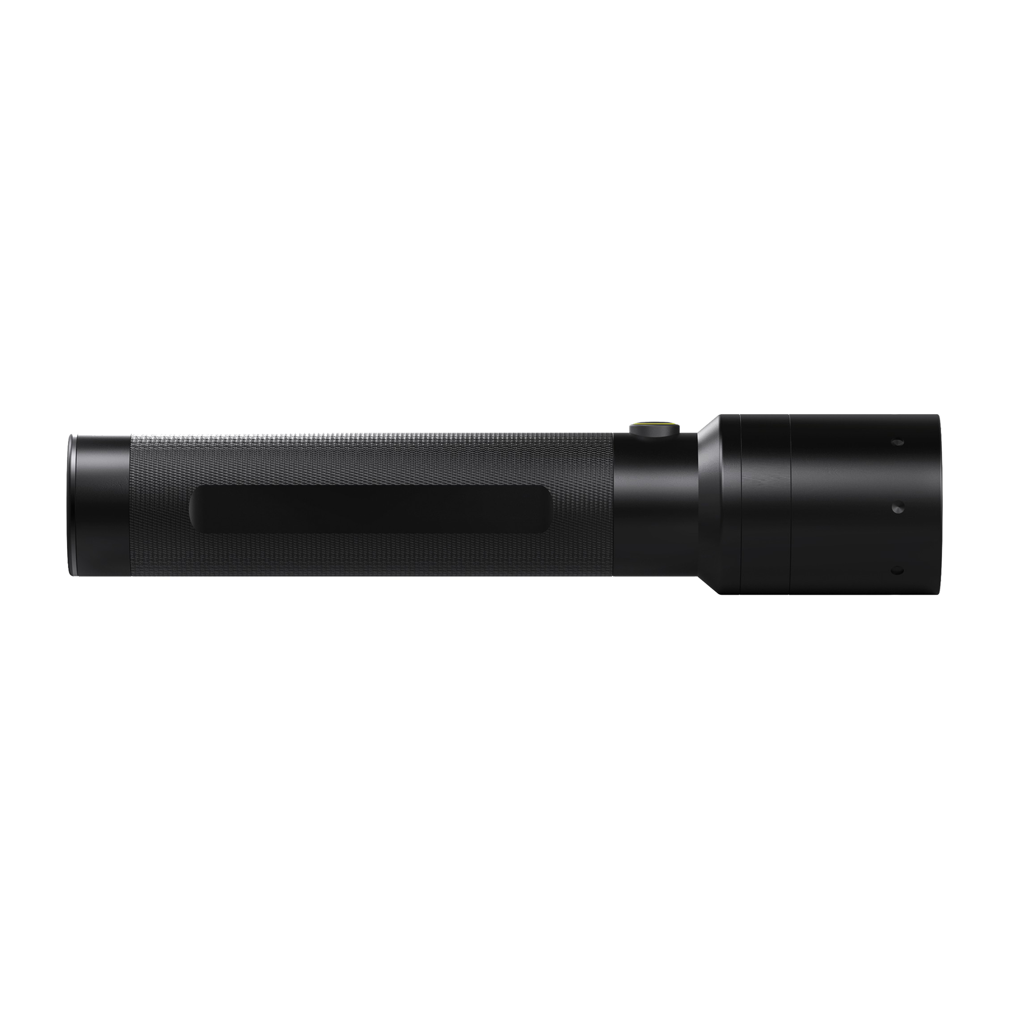 i9 CRI Torch side view of a black Ledlenser handheld torch with knurled grip and compact head