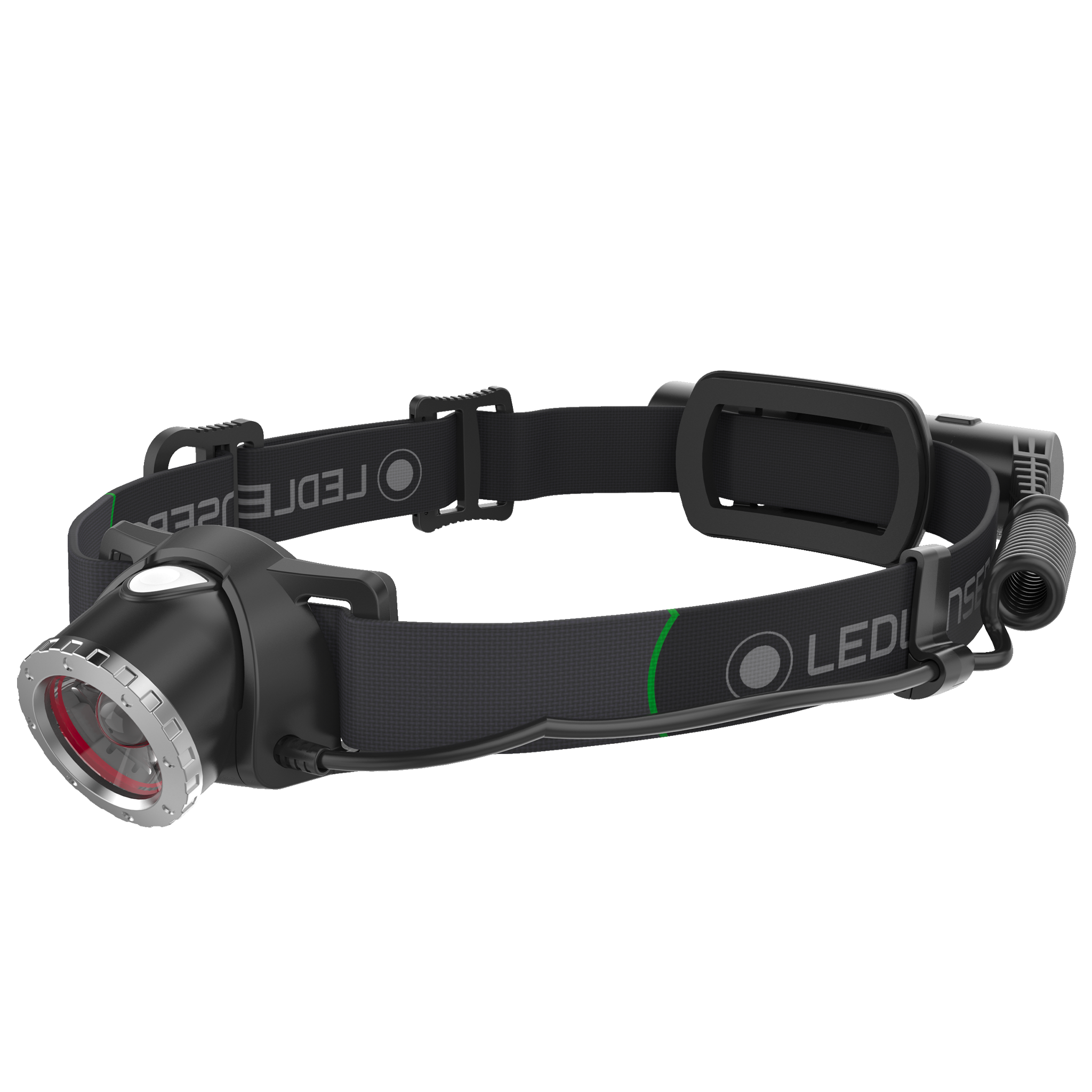 Ledlenser MH10 Headlamp black with adjustable strap front light housing and side battery pack visible