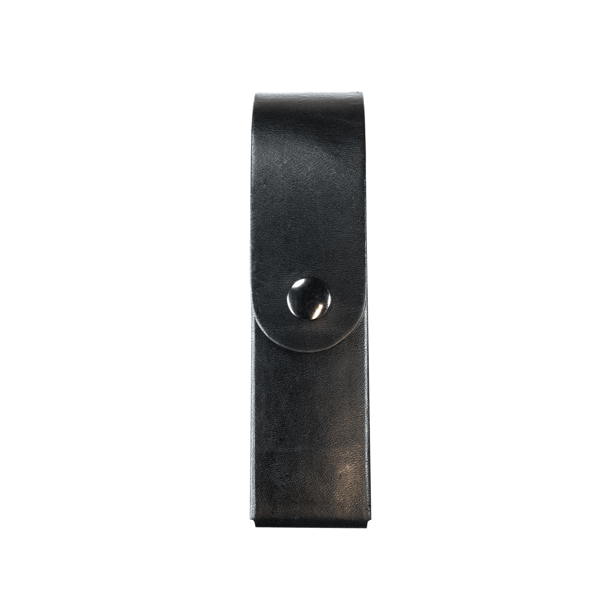 Leather Pouch Type D leather holster shown from side with flap and snap button designed for Ledlenser P6R Core P7R Core and Signature torches