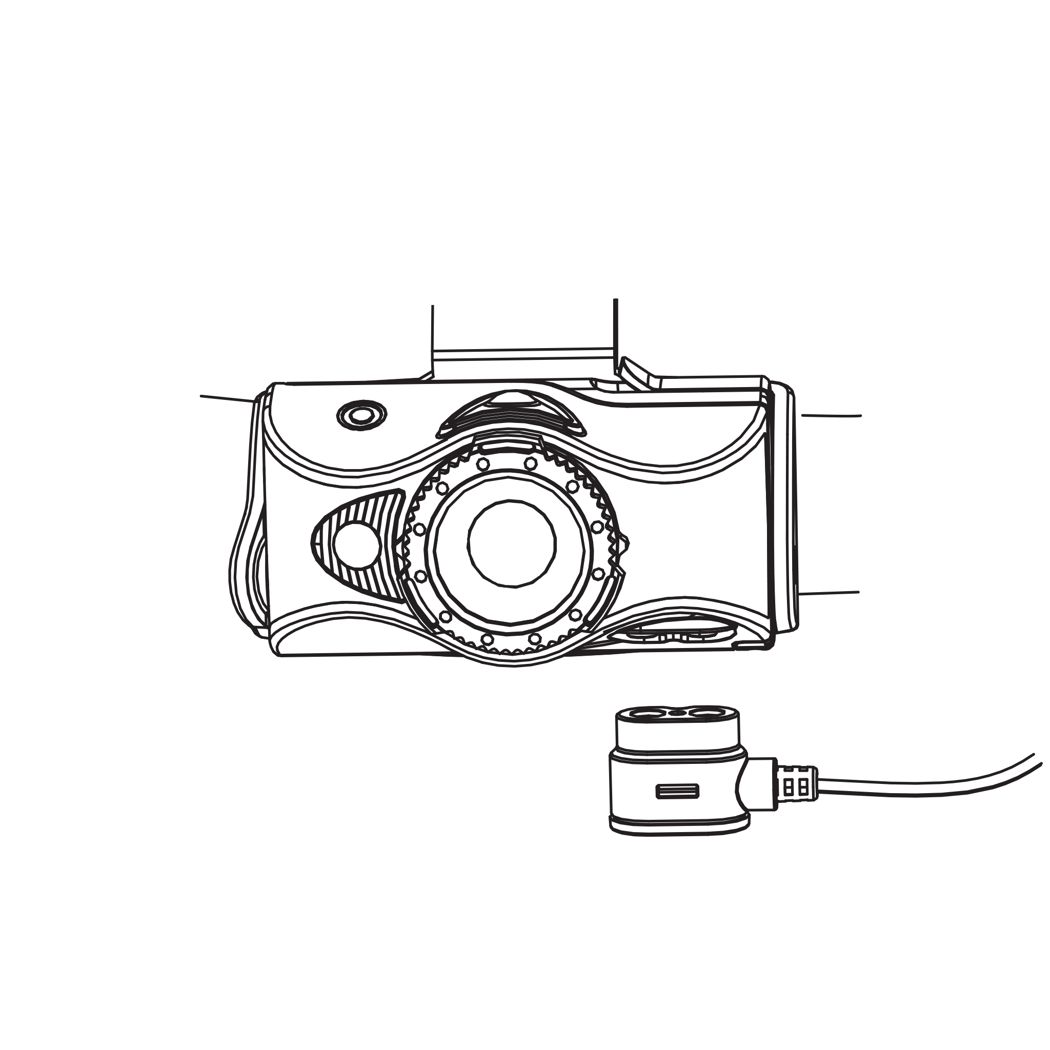 Ledlenser MH7 Outdoor Headlamp front view showing the round lens and external battery pack connected by a cable