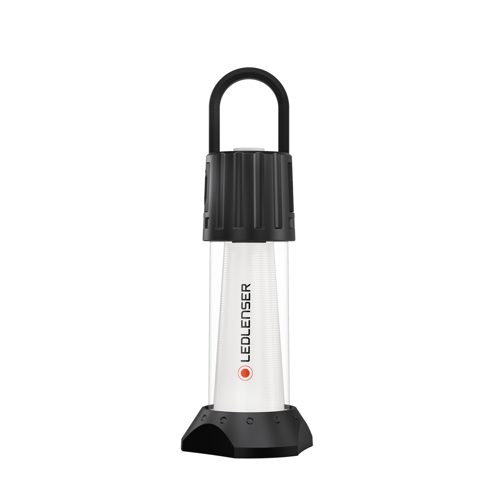 Ledlenser ML6 Lantern upright with black handle and base white ribbed body