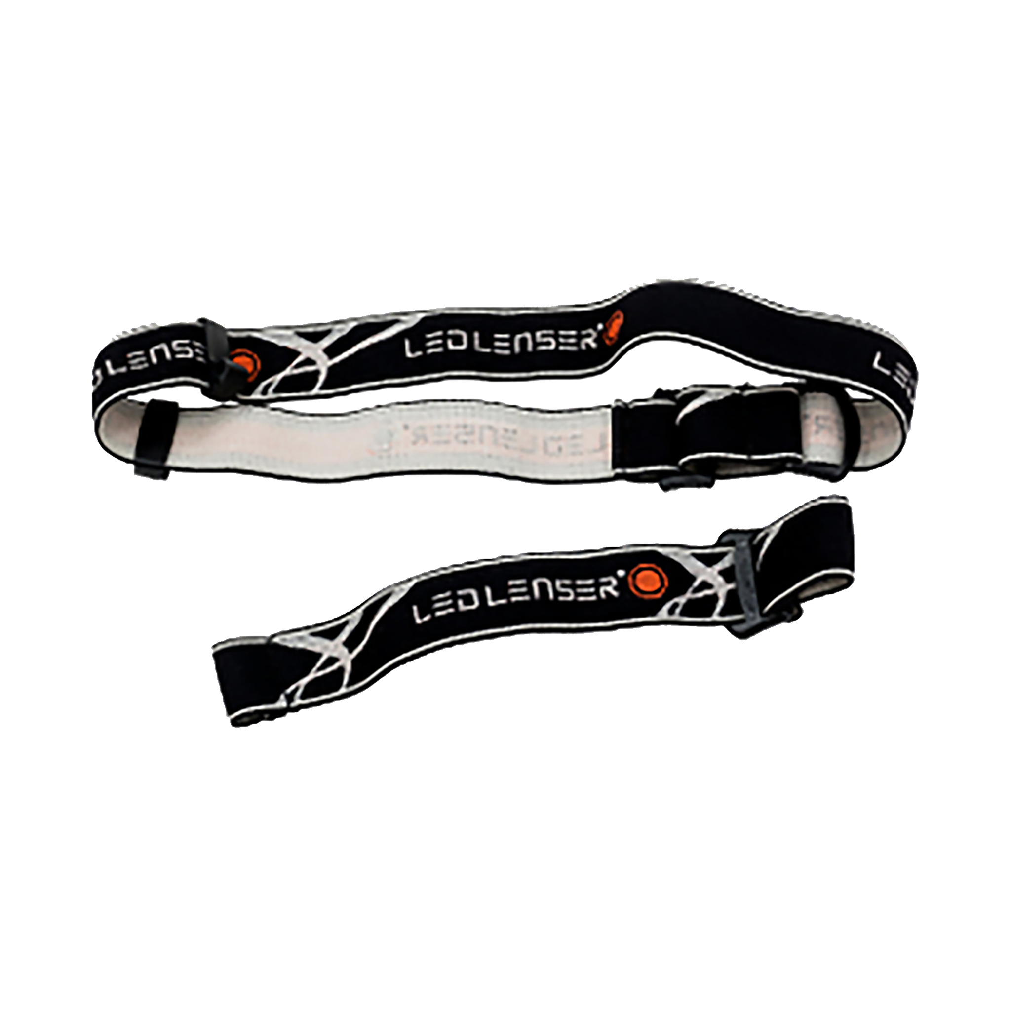 Headband Suits H14 H14 2 H14R H14R 2 Headlamps adjustable black strap with white pattern and orange Ledlenser logo