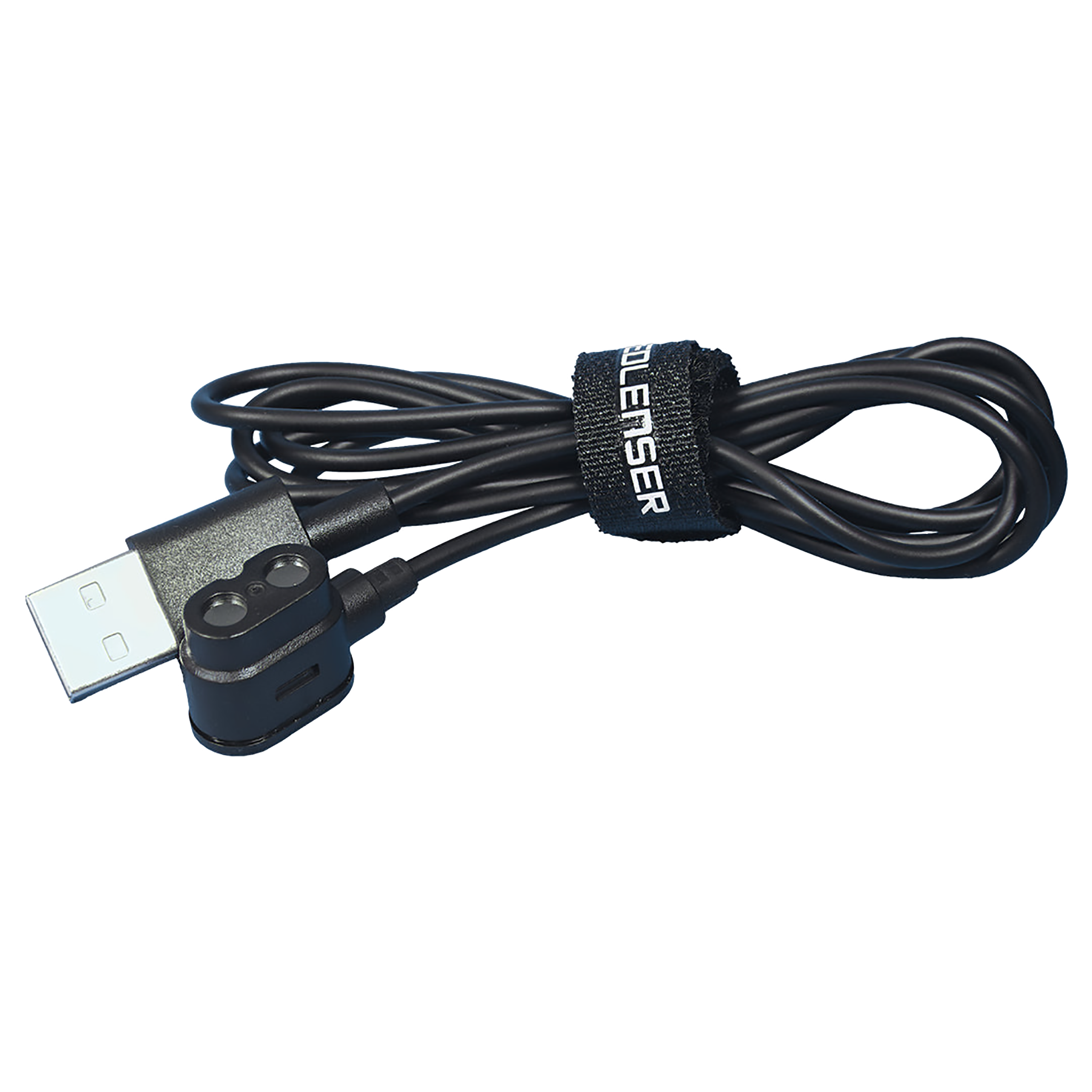 Magnetic Charging Cable for Ledlenser lights showing USB A plug and magnetic charging head with coiled black cable