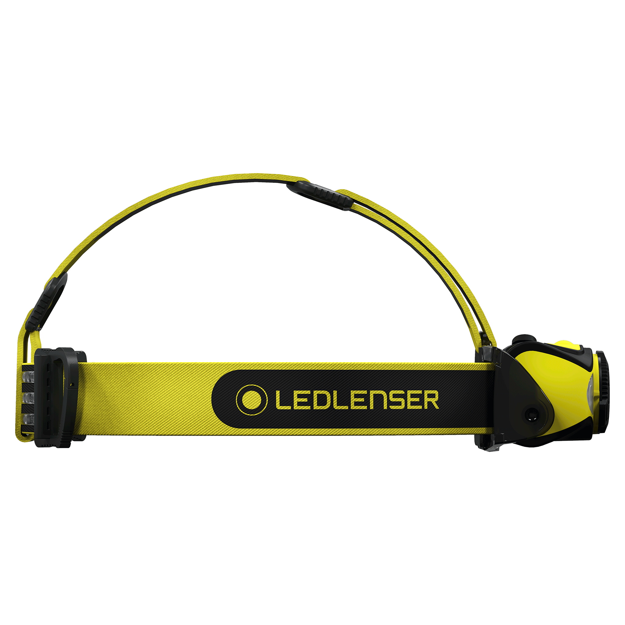 Ledlenser iH9R Headlamp with yellow adjustable head strap and front light unit