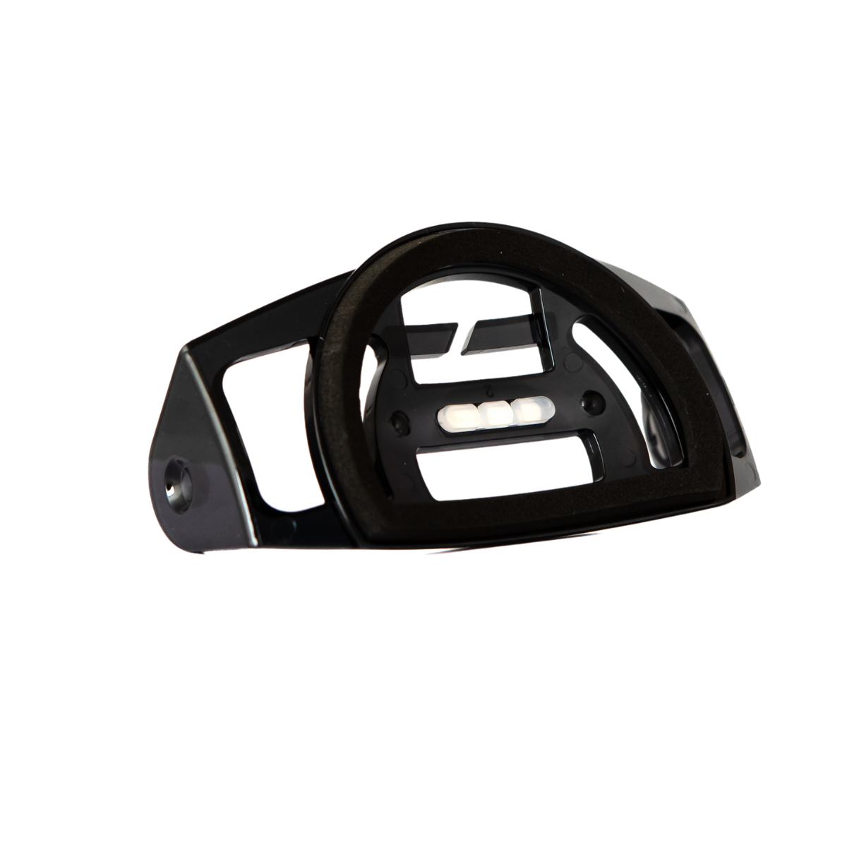 Base Plate For MH11 iH11R black plastic mounting accessory shown from a side angle with foam gasket and mounting hole