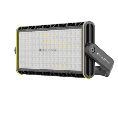 AF12R Work Floodlight: rectangular LED floodlight with grid of LEDs black housing with yellow trim and mounting bracket