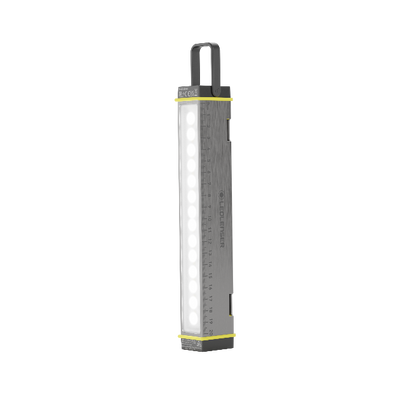 Ledlenser AF2R Work Area Light shown vertically with slim grey aluminum body LED strip along the front and a top handle