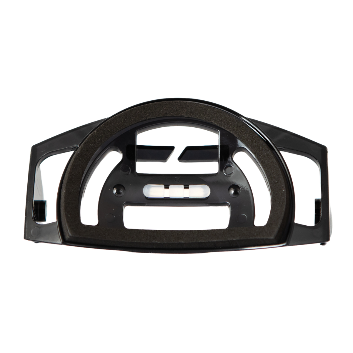 Base Plate For MH11 iH11R Ledlenser black plastic mounting plate with foam gasket viewed from the front