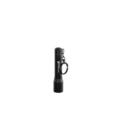 Ledlenser P3R Torch black rechargeable handheld flashlight with wrist strap shown upright