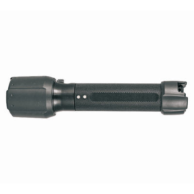 Ledlenser P7R Pro Torch side view showing black textured grip and rear tail switch handheld portable flashlight