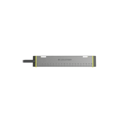 AF2R Work Area Light slim rectangular LED bar with grey body and yellow end caps Ledlenser logo mounted left handle mounting stalk visible