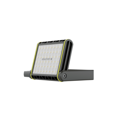 Ledlenser AF8R Work Floodlight showing rectangular LED panel on an adjustable mounting bracket in dark gray with lime trim