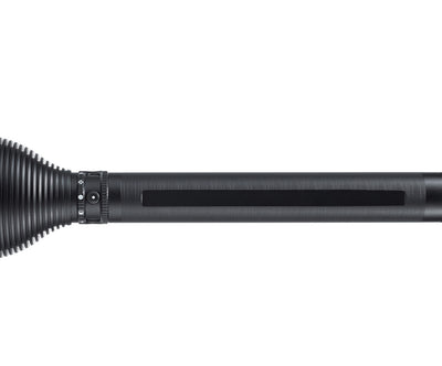 Ledlenser X21R Torch side profile close up of the black flashlight body with knurled grip and focus ring