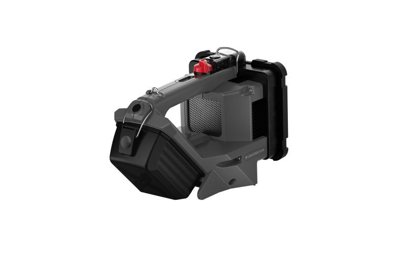 XP30R Spotlight portable handheld light with integrated handle and external battery pack mounted
