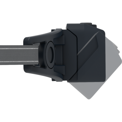 Ledlenser NEO3 Headlamp with adjustable grey head strap and compact dark grey battery housing shown from the side