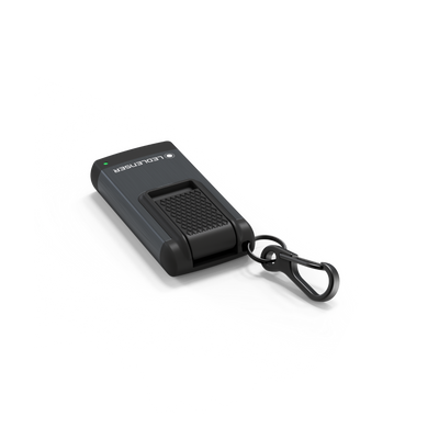 Ledlenser K4R Keychain Light compact rechargeable USB keyring torch with clip and carabiner attached