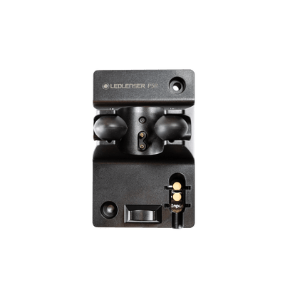 Ledlenser Charging Station Type A for P5R Core and P5R Work torches front view with dual charging slots and magnetic input