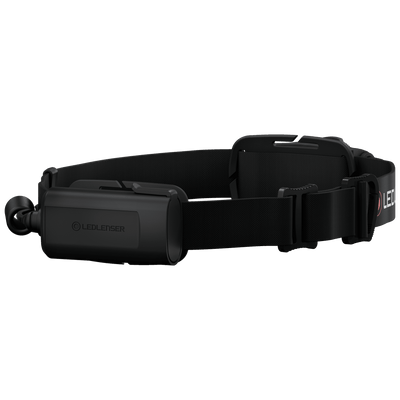 Ledlenser H5 Core Headlamp with a black adjustable head strap and front battery pack shown in side profile