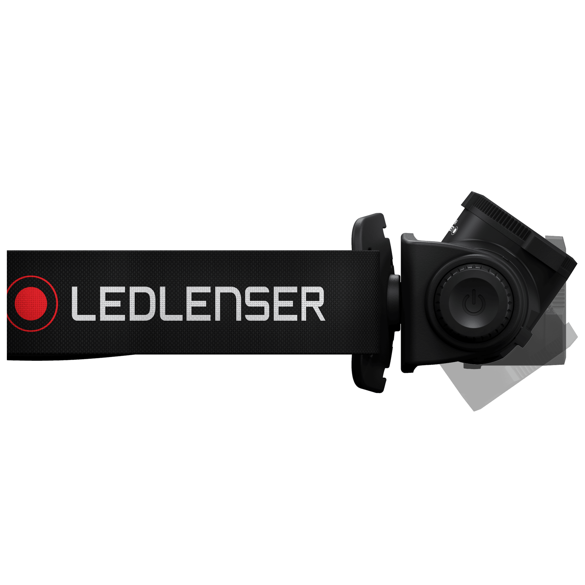 Ledlenser H5R Core Headlamp with black adjustable headband and compact front light housing shown from side view