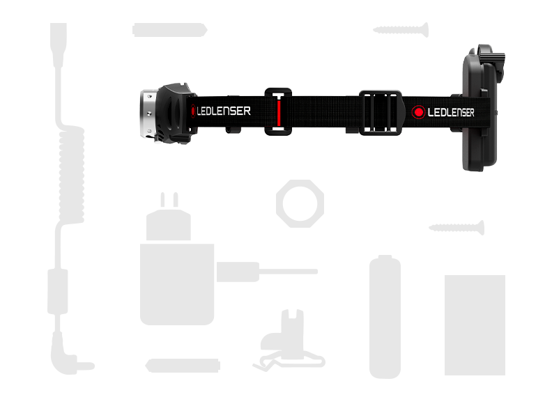 H5 Battery Operated Headlamp mounted on an adjustable black strap with front LED unit and rear battery pack