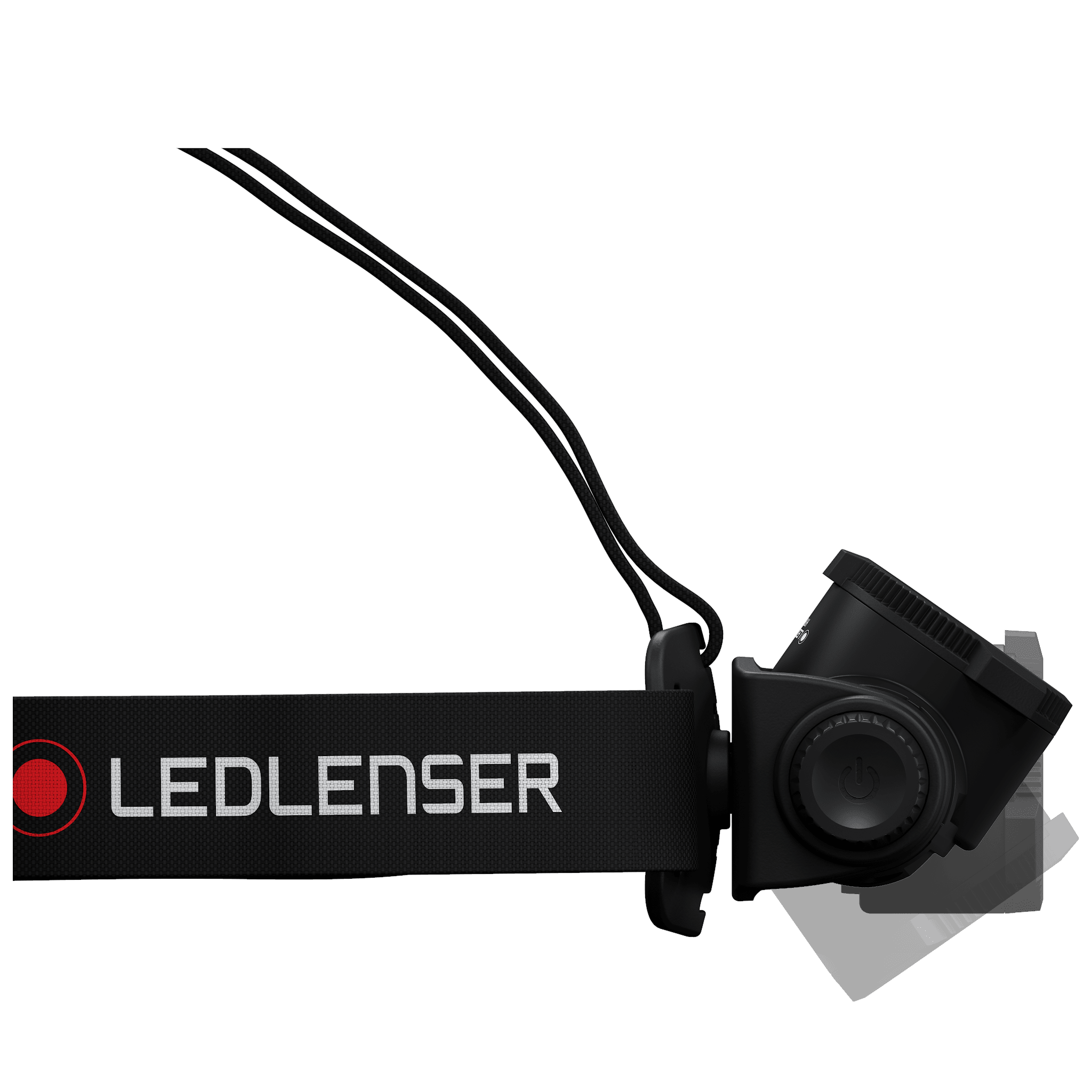 Ledlenser H7R Core Headlamp with black adjustable headband and mounted head unit facing right side strap logo visible