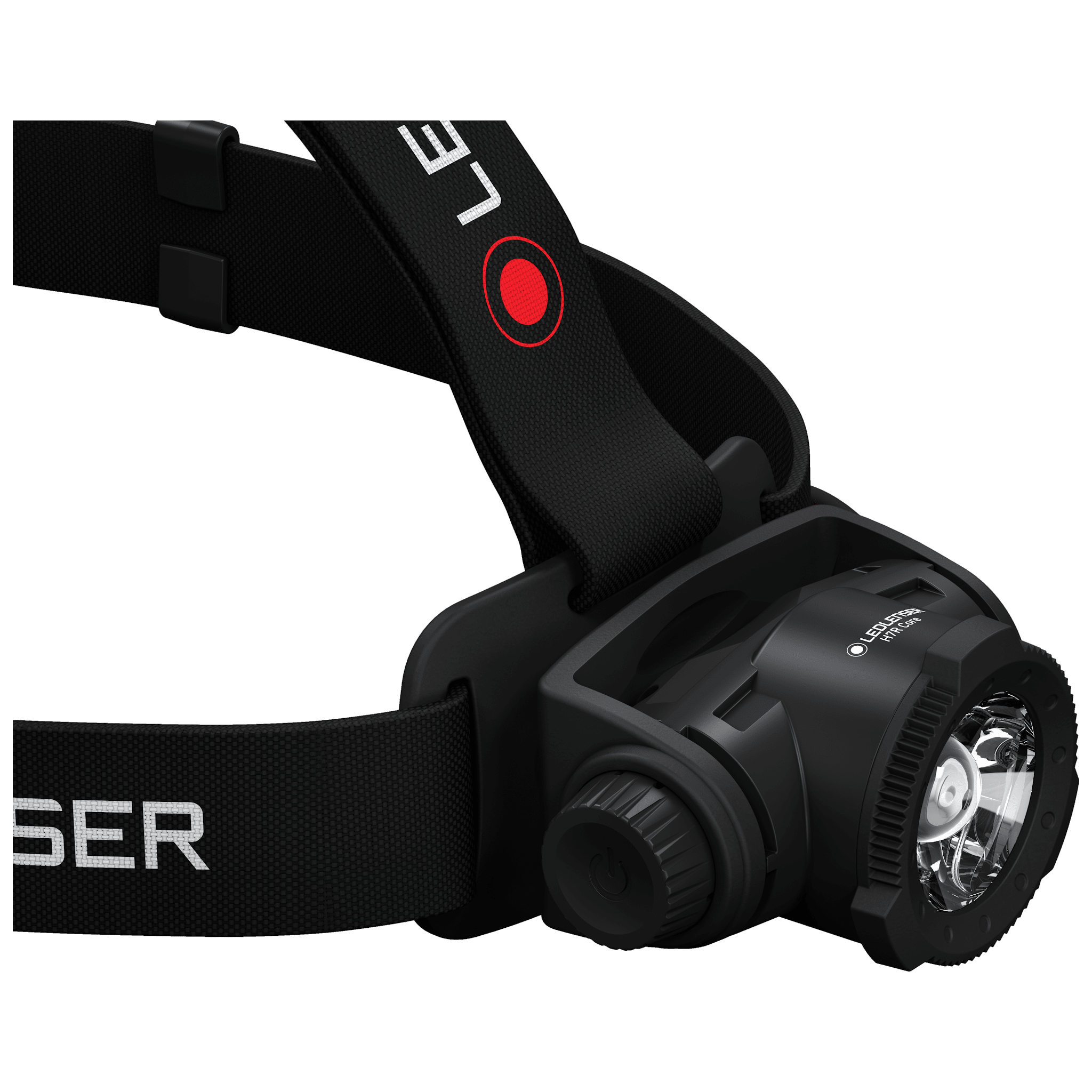 Ledlenser H7R Core Headlamp with adjustable black head strap and front LED lens rechargeable professional headtorch
