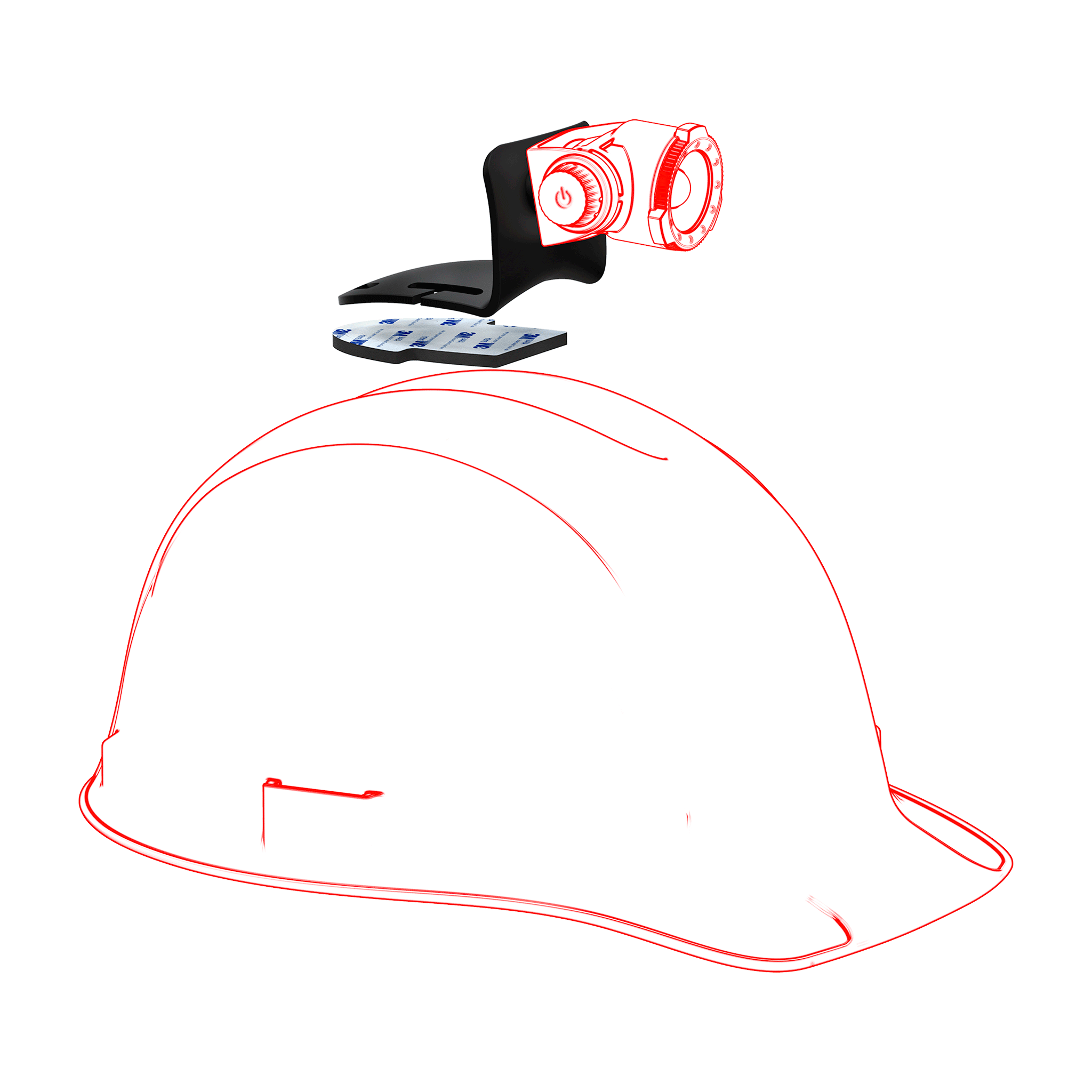 Ledlenser Helmet Connecting Kit Type H shown with helmet mount and mounting hardware for H Series headlamps