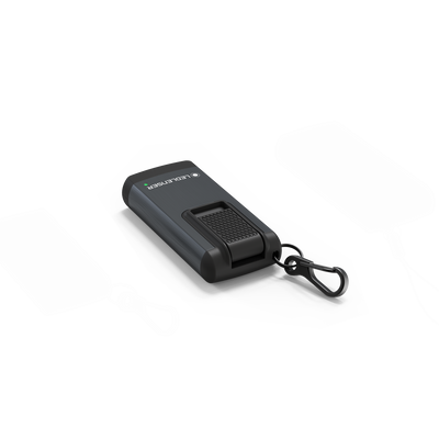 Ledlenser K6R Keychain Light a compact rechargeable flashlight in dark gray with textured grip and attached carabiner