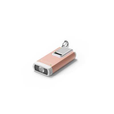 Ledlenser K6R Keychain Light compact USB rechargeable keyring flashlight in rose gold with metal clip