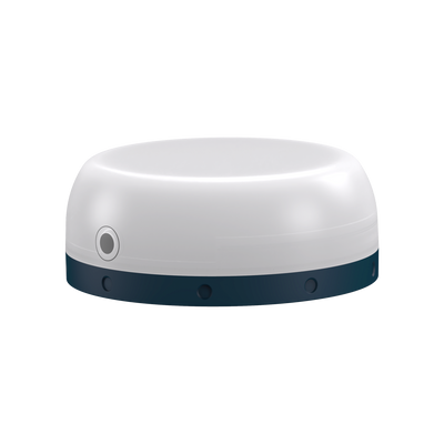 Kidcamp6 Lantern by Ledlenser white dome lantern with a blue base shown from the side battery operated for kids