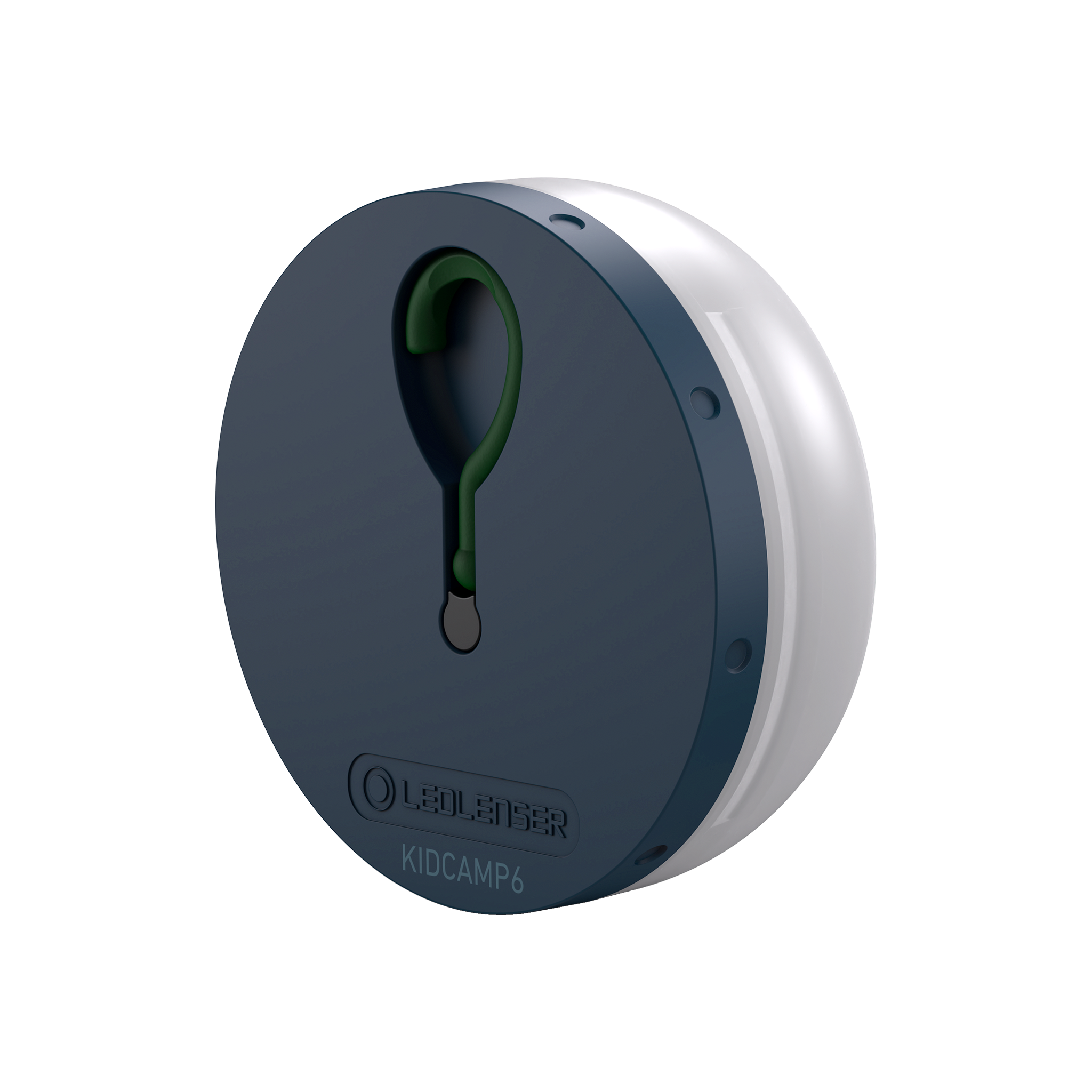 Kidcamp6 Lantern by Ledlenser blue circular body with a white translucent cover shown from a front angled view