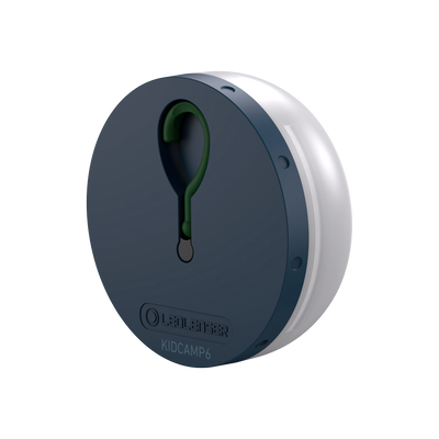 Kidcamp6 Lantern by Ledlenser blue circular body with a white translucent cover shown from a front angled view