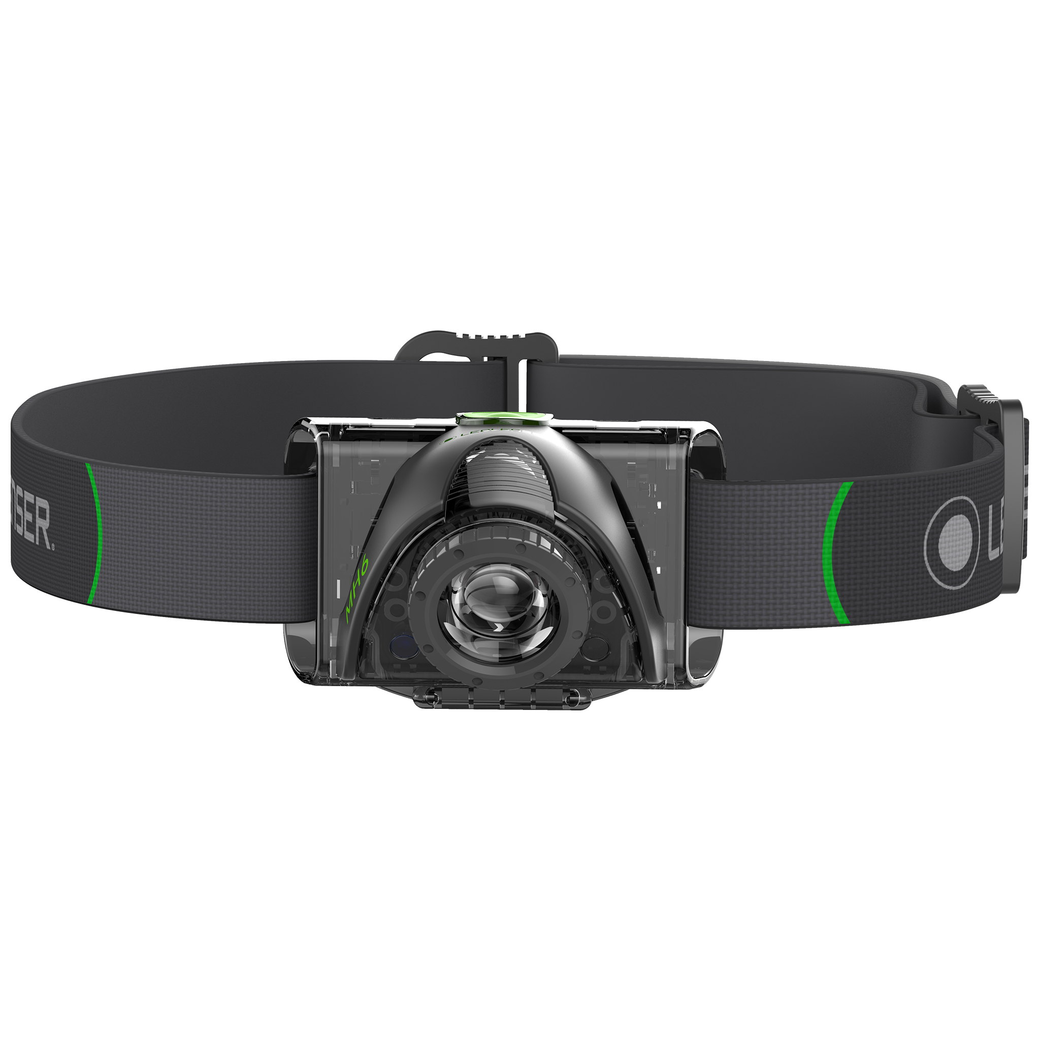 Ledlenser MH6 Headlamp with adjustable strap and compact rechargeable front light front view