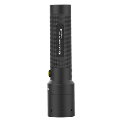 Ledlenser i9R Iron 2 rechargeable torch standing upright with textured black body and controls