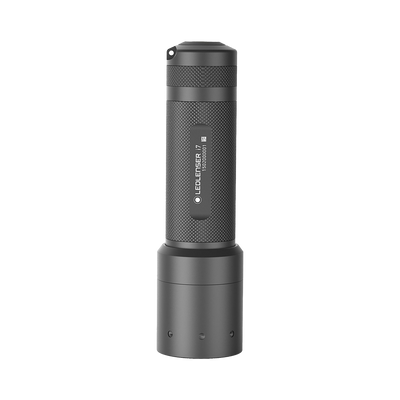 Ledlenser i7 Torch compact handheld flashlight with knurled dark grey body and tail cap shown upright