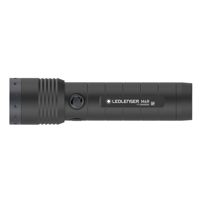 Ledlenser M6R Rechargeable Torch in dark grey side profile showing textured grip and side activation button