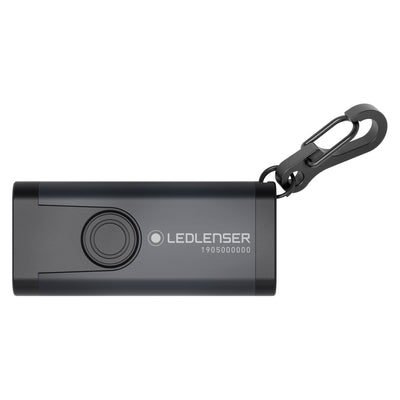 Ledlenser K4R Rechargeable Key Ring Lamp compact grey keychain light with metal carabiner clip