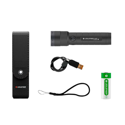 Ledlenser M6R Rechargeable Torch with USB charging cable wrist strap battery and black carrying pouch