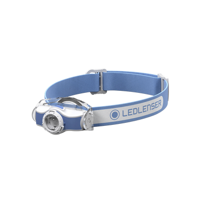 Ledlenser MH3 Headlamp with blue adjustable headband and compact front light