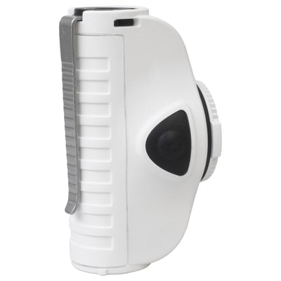 MH5 Rechargeable Headlamp side view white compact body with black oval control ridged grip