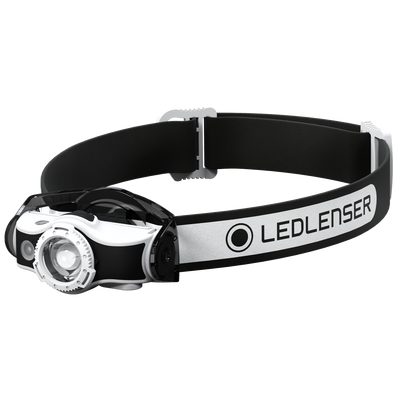MH5 Outdoor Headlamp on a black adjustable headband with white front housing and visible LED bezel