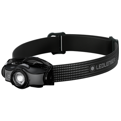 MH5 Outdoor Headlamp on a black adjustable headband with front LED lens and control housing